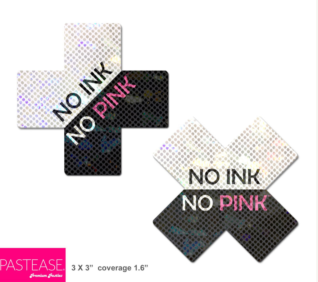 PASTEASE® Premium Pasties - THIGHBRUSH® "NO INK NO PINK" - Cross in Black and White Shimmer