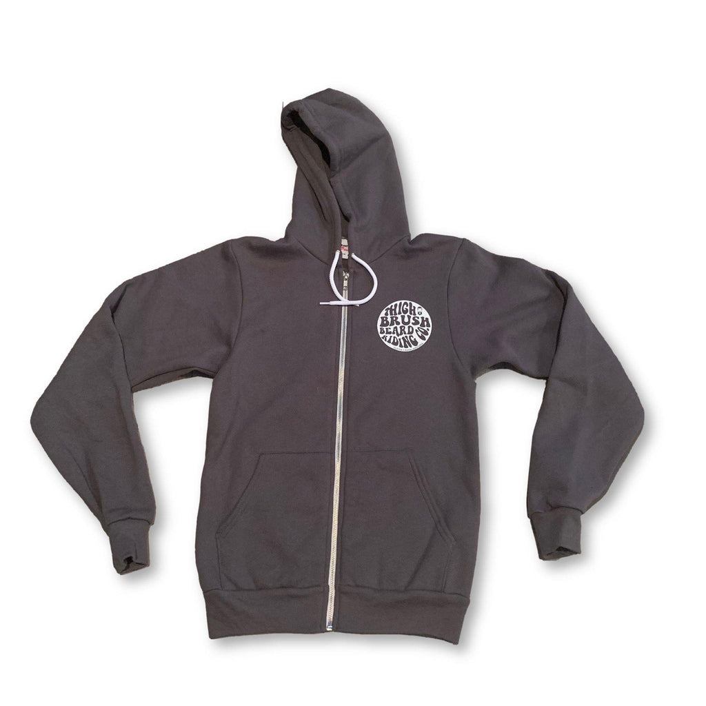 THIGHBRUSH® BEARD RIDING COMPANY - Unisex Zipper Hooded Sweatshirt - Charcoal Grey - 