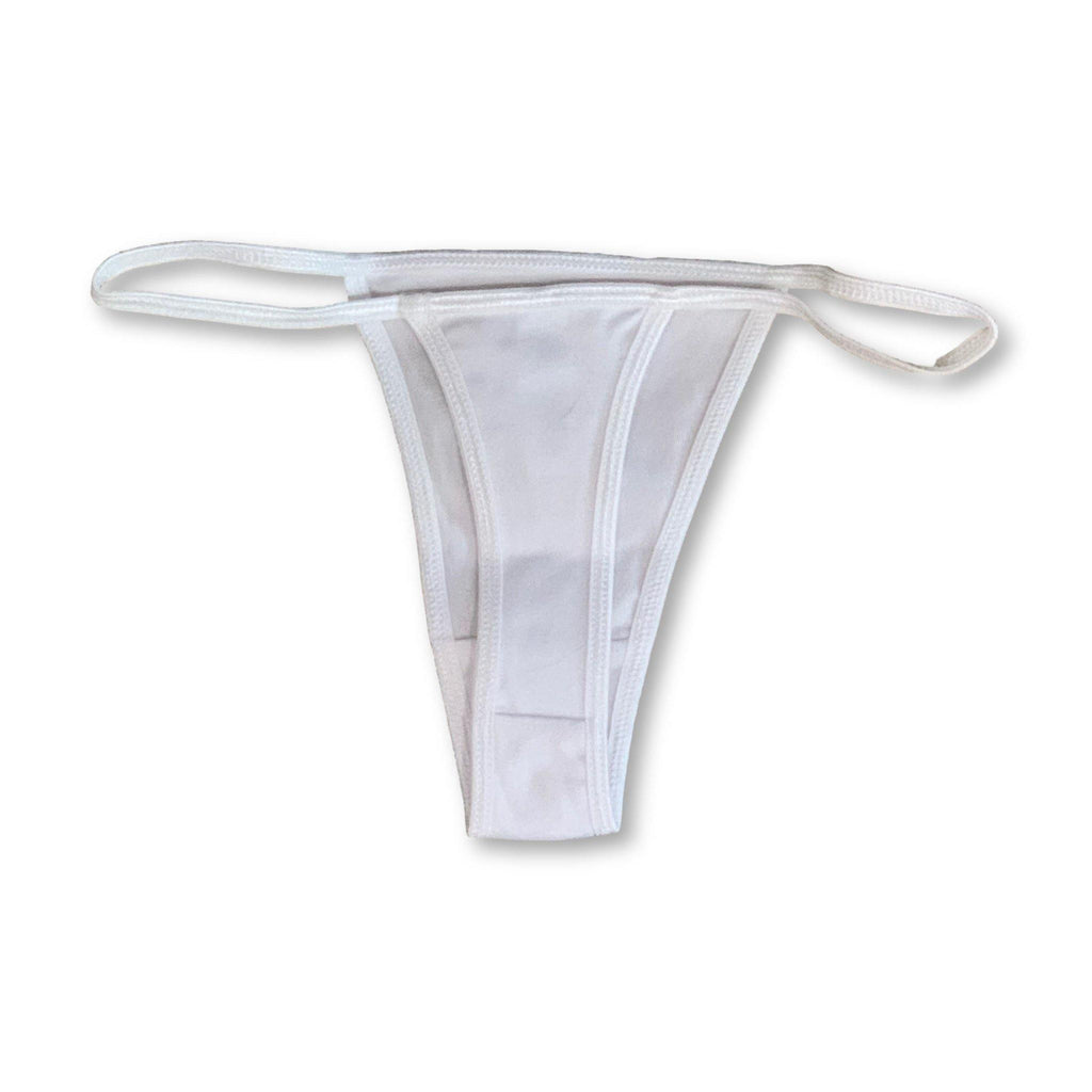 THIGHBRUSH® - Women's Thong Underwear - "Place THIGHBRUSH Here" - White - thighbrush