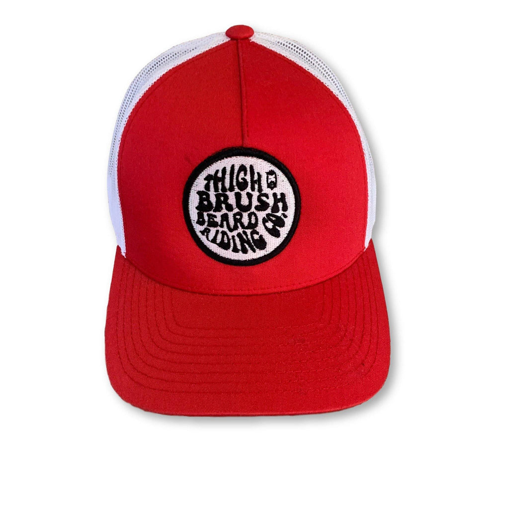 THIGHBRUSH® BEARD RIDING COMPANY - Trucker Snapback Hat - Red and White - 