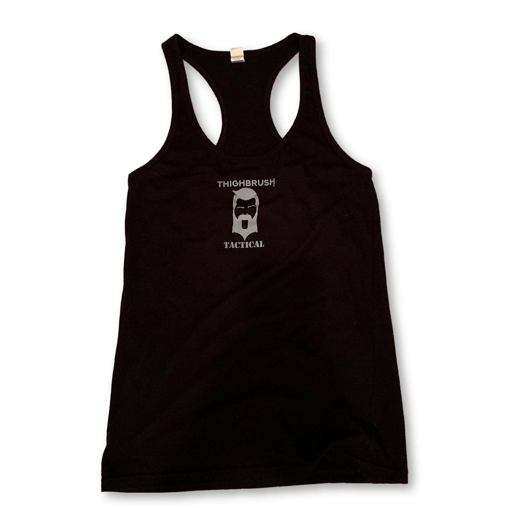 THIGHBRUSH® TACTICAL - "Finally, A Cause Worth Kneeling For..." Women's Tank Top - Black and Silver - thighbrush