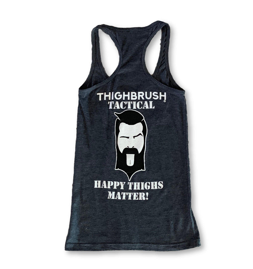 THIGHBRUSH® TACTICAL - "Happy THIGHS Matter" Women's Tank Top - Heather Navy - thighbrush