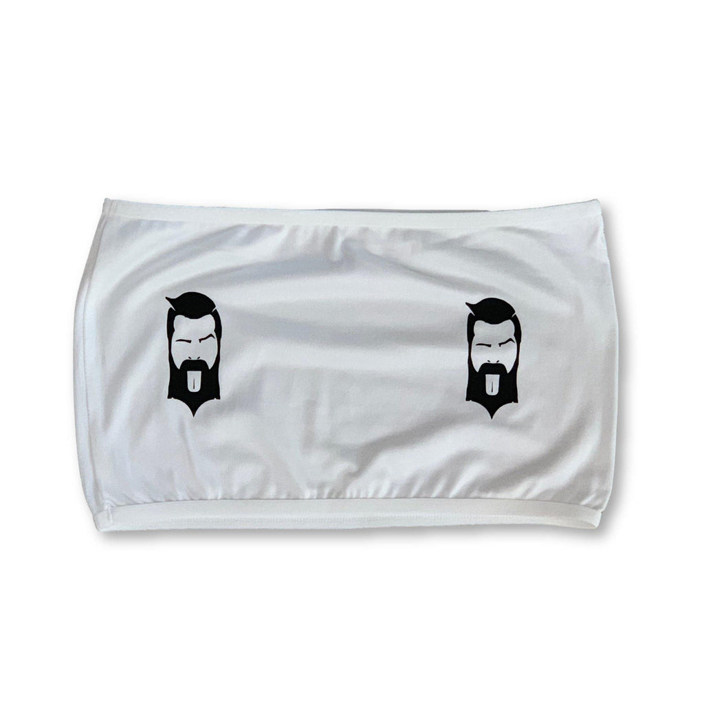 THIGHBRUSH® - Women's Bandeau Top - Face Logo "PASTIES" - White - thighbrush