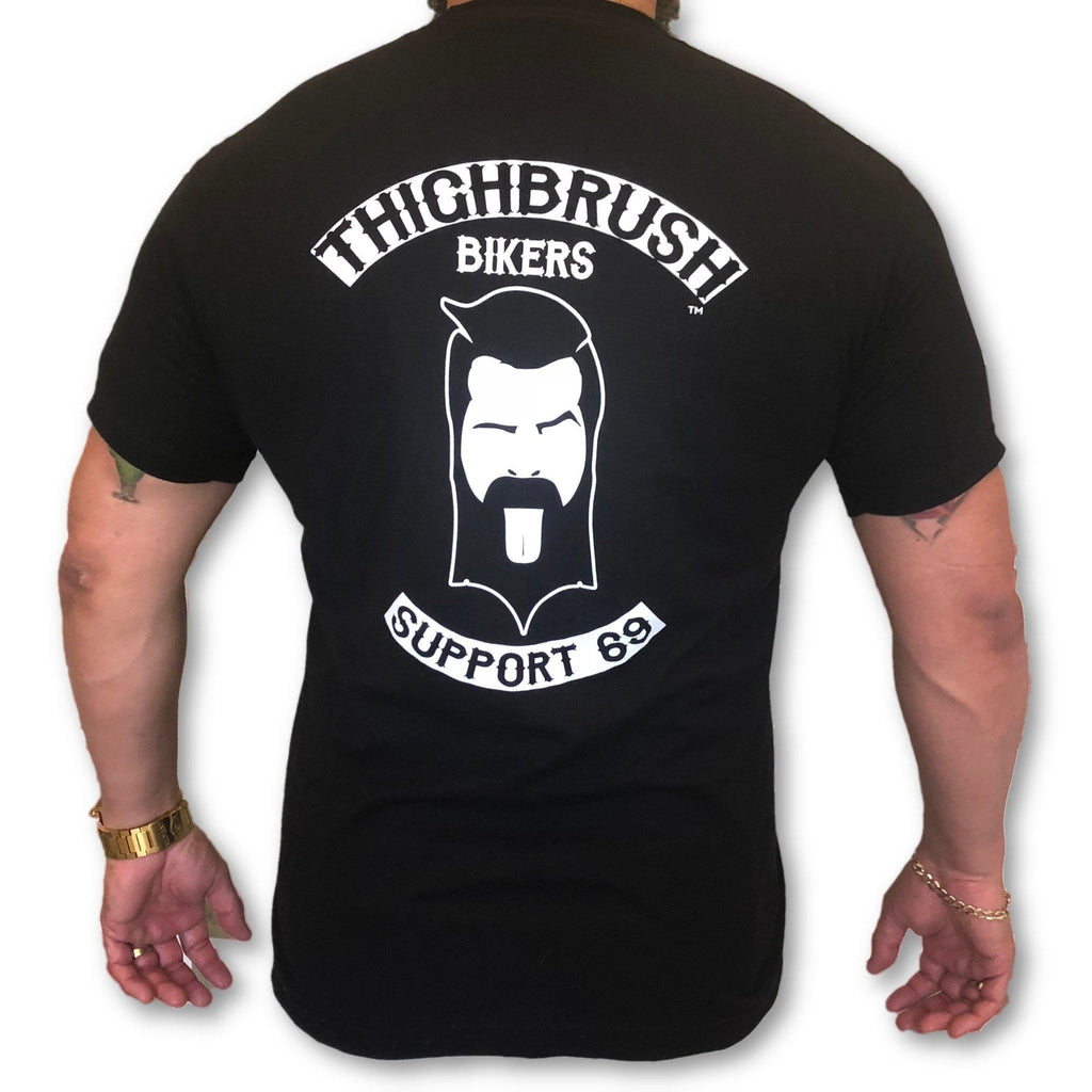 THIGHBRUSH® BIKERS - "SUPPORT 69" - Men's T-Shirt - Black and White - thighbrush