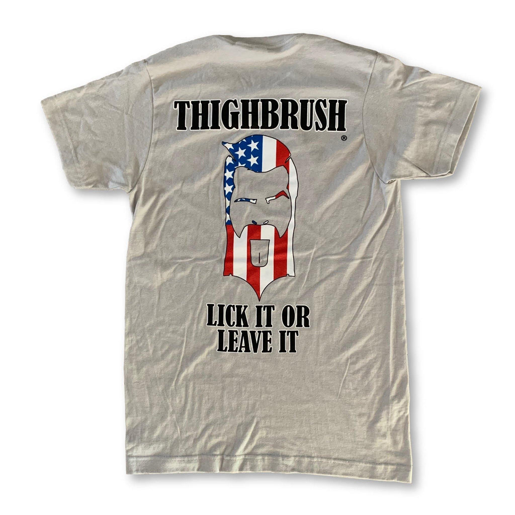 THIGHBRUSH® - "LICK IT OR LEAVE IT" - Men's T-Shirt - Heather Grey - thighbrush