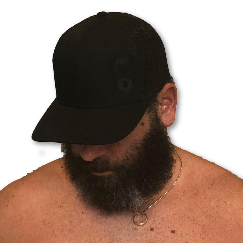 THIGHBRUSH® - Trucker Snapback Hat - Black on Black - thighbrush