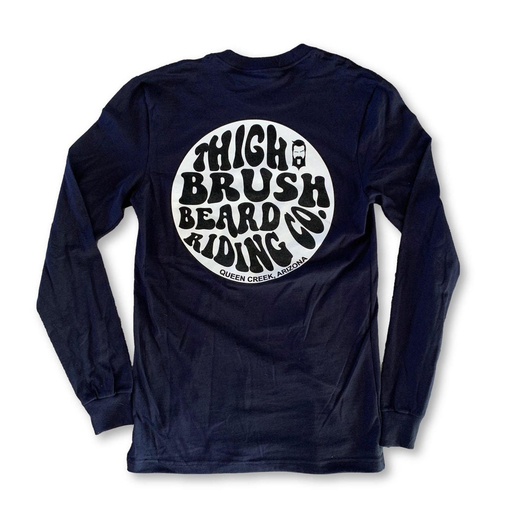 THIGHBRUSH® BEARD RIDING COMPANY - Unisex Long Sleeve Logo T-Shirt - Navy Blue - thighbrush