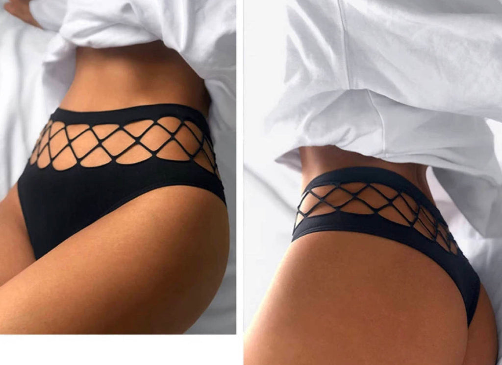 THIGHBRUSH® - Fishnet Thong Underwear - Black