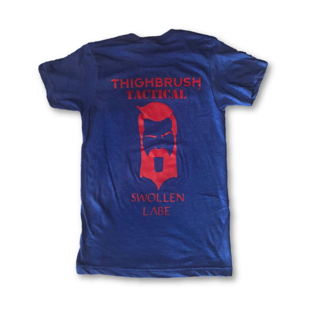 THIGHBRUSH® TACTICAL - "Swollen Labe" - Men's T-Shirt -  Blue and Red - 