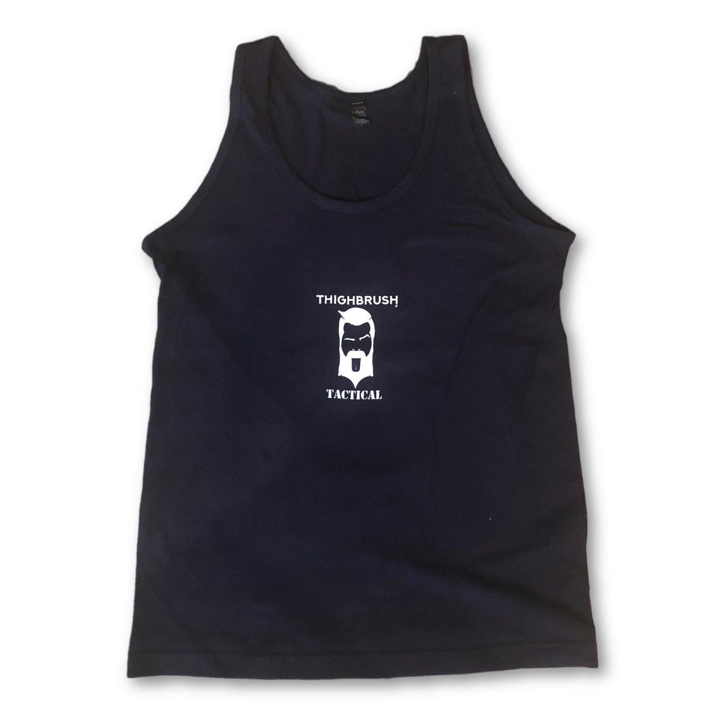 THIGHBRUSH® TACTICAL - "Swollen Labe" - Men's Tank Top -  Navy Blue and White - 