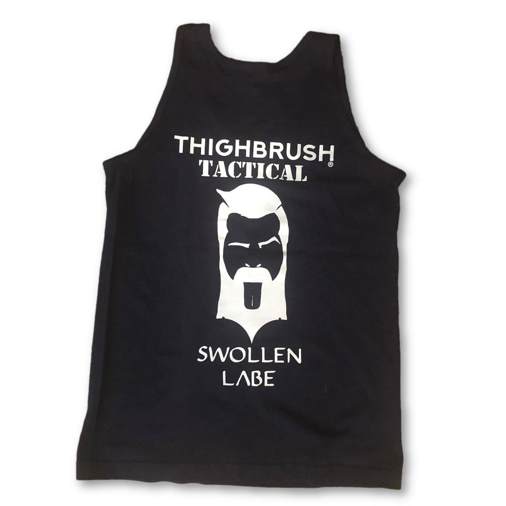 THIGHBRUSH® TACTICAL - "Swollen Labe" - Men's Tank Top -  Navy Blue and White - 