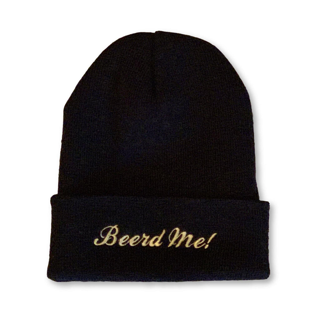 THIGHBRUSH® "Beerd Me!" Cuffed Beanies - Black with Gold