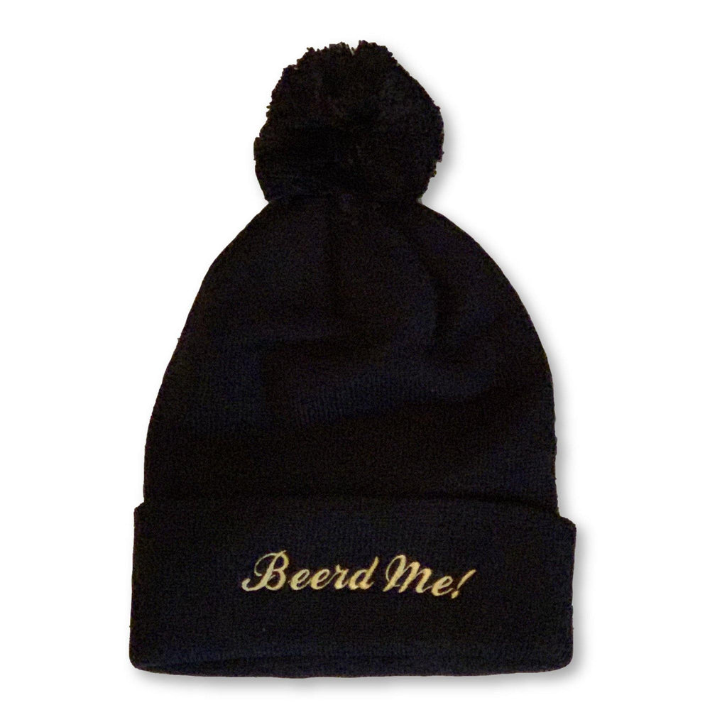 THIGHBRUSH® "Beerd Me!" Pom Cuffed Beanies - Black with Gold