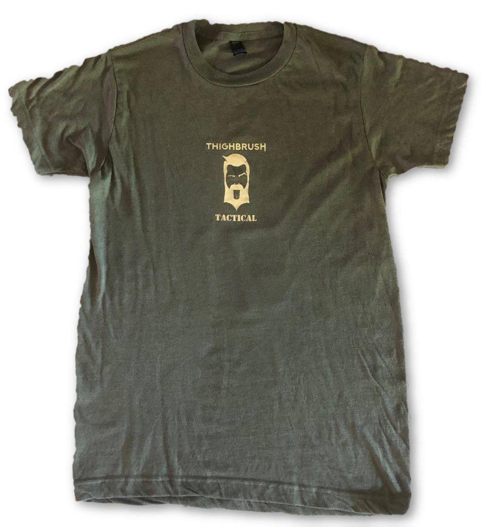 THIGHBRUSH® TACTICAL - ARMED FORCES COLLECTION - "For Those "Special" Ops" - Men's T-Shirt - Heather Military Green and Tan - thighbrush