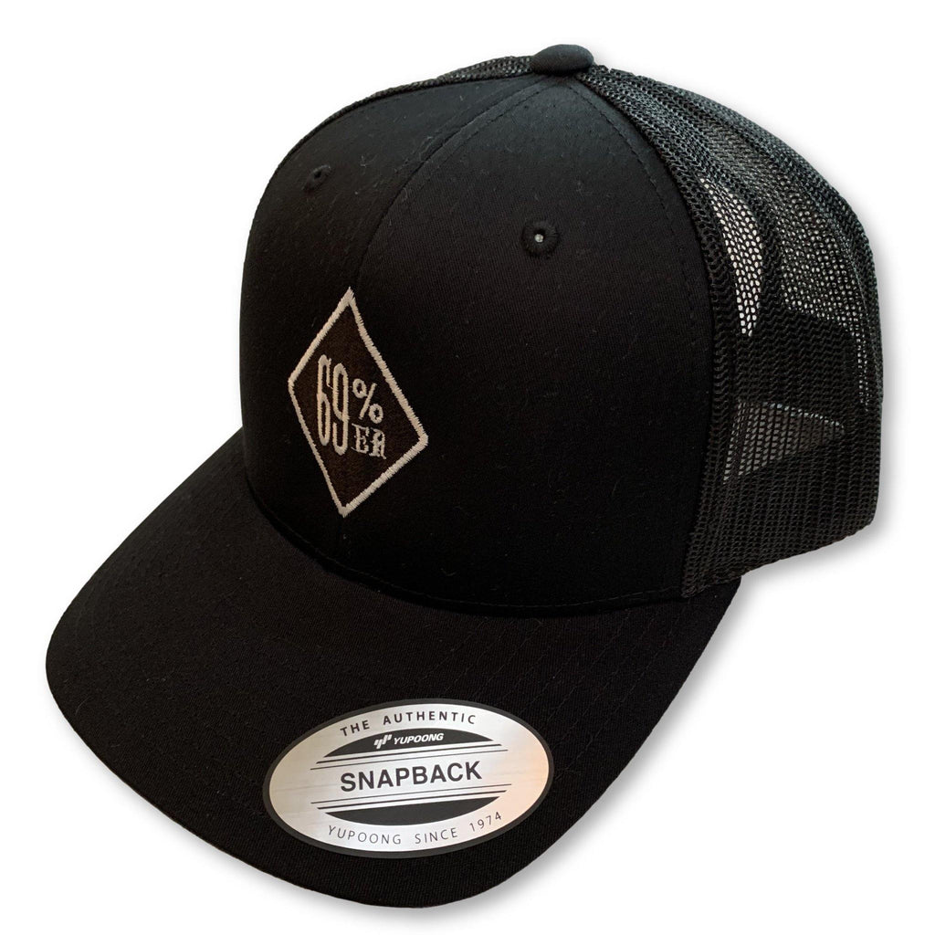 THIGHBRUSH® - "69% ER DIAMOND COLLECTION" Trucker Snapback Hat - Diamond Patch on Front - Black