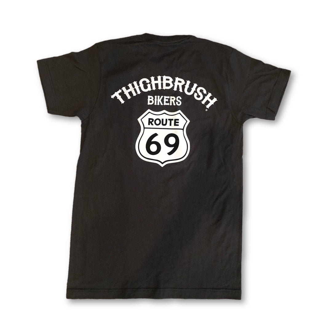 THIGHBRUSH® BIKERS - "ROUTE 69" - Men's T-Shirt - Charcoal Grey and White - thighbrush