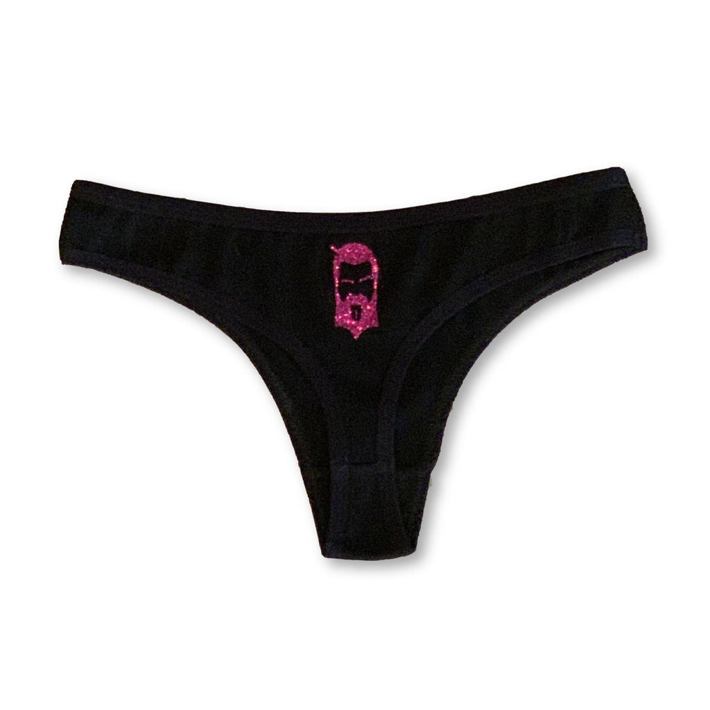 THIGHBRUSH® "NO BEARD, NO BOOTY" - Women's Thong Underwear - Black and Pink