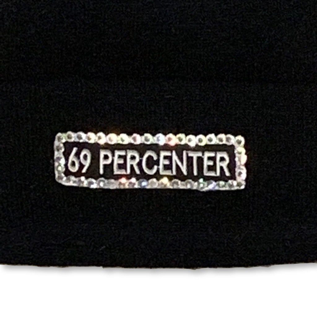 THIGHBRUSH® "69 PERCENTER" - "Bling" Cuffed Beanies - Rectangular Patch on Front - Black - THIGHBRUSH®