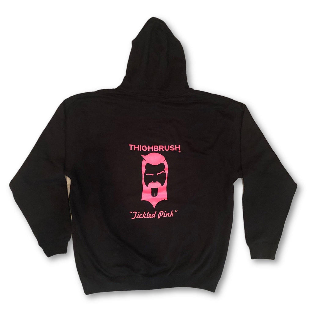 THIGHBRUSH® - "Tickled Pink" - Unisex Hooded Sweatshirt - Black and Pink - thighbrush