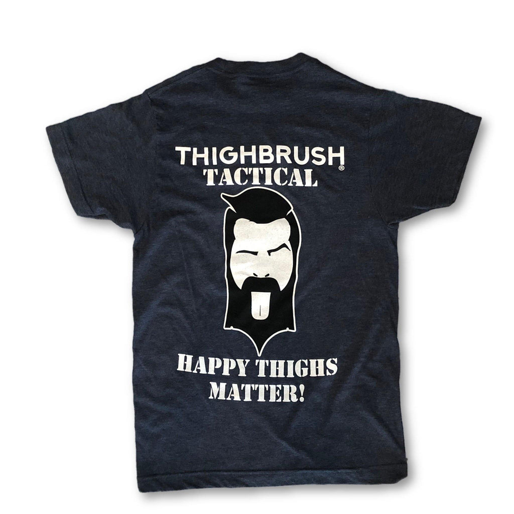 THIGHBRUSH® TACTICAL - "Happy THIGHS Matter" - Men's T-Shirt - Heather Navy - thighbrush