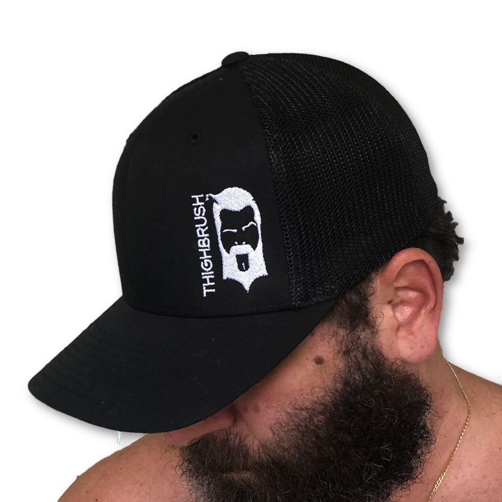 THIGHBRUSH® - Trucker OSFA Hat - Black on Black with White - thighbrush