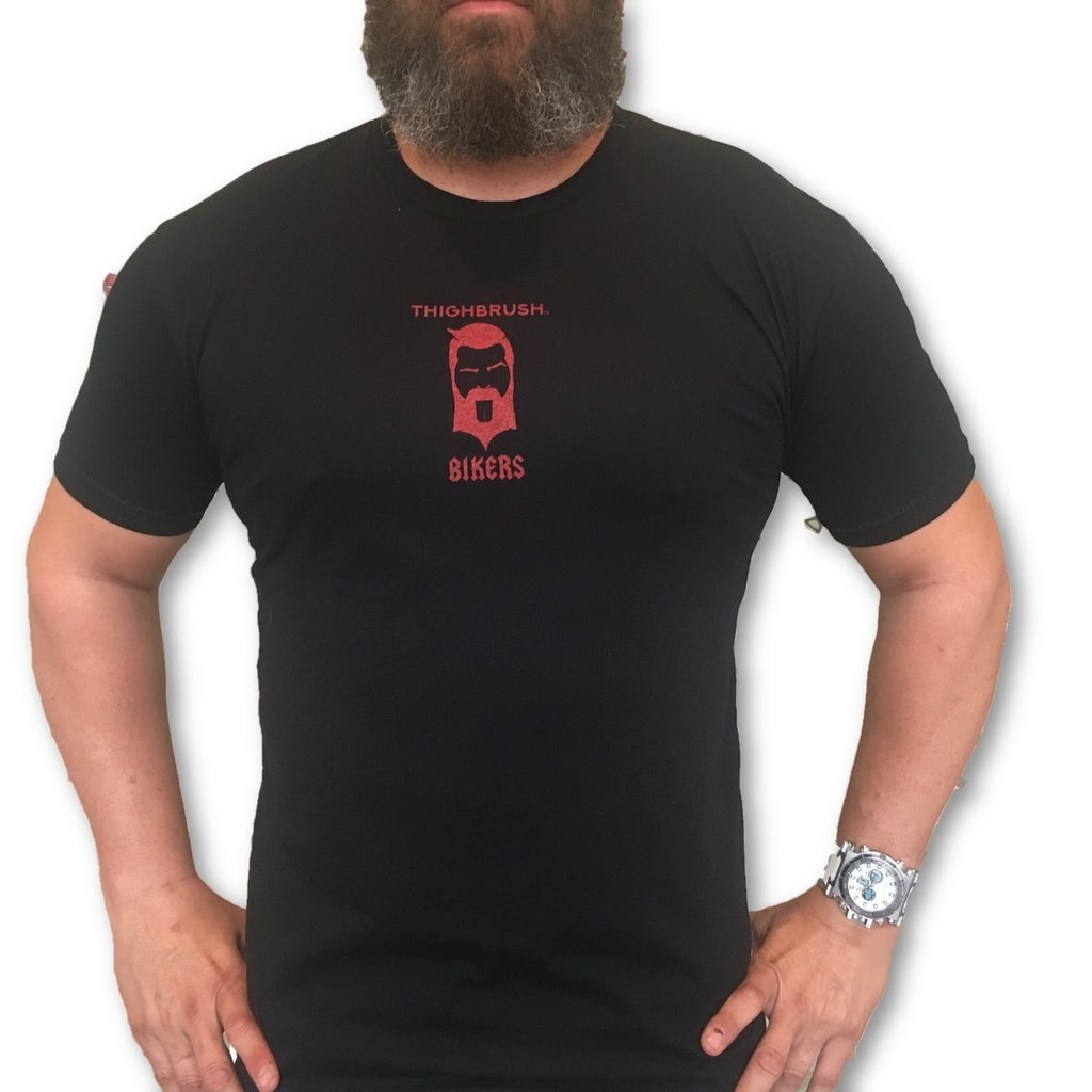 THIGHBRUSH® BIKERS - "When You Want More than Just the Hog" - Men's T-Shirt - Black and Red - thighbrush