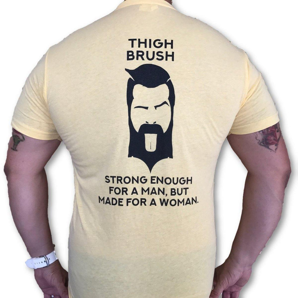 THIGHBRUSH® - "Strong Enough for a Man, But Made for a Woman" - Men's T-Shirt - Yellow and Black - thighbrush