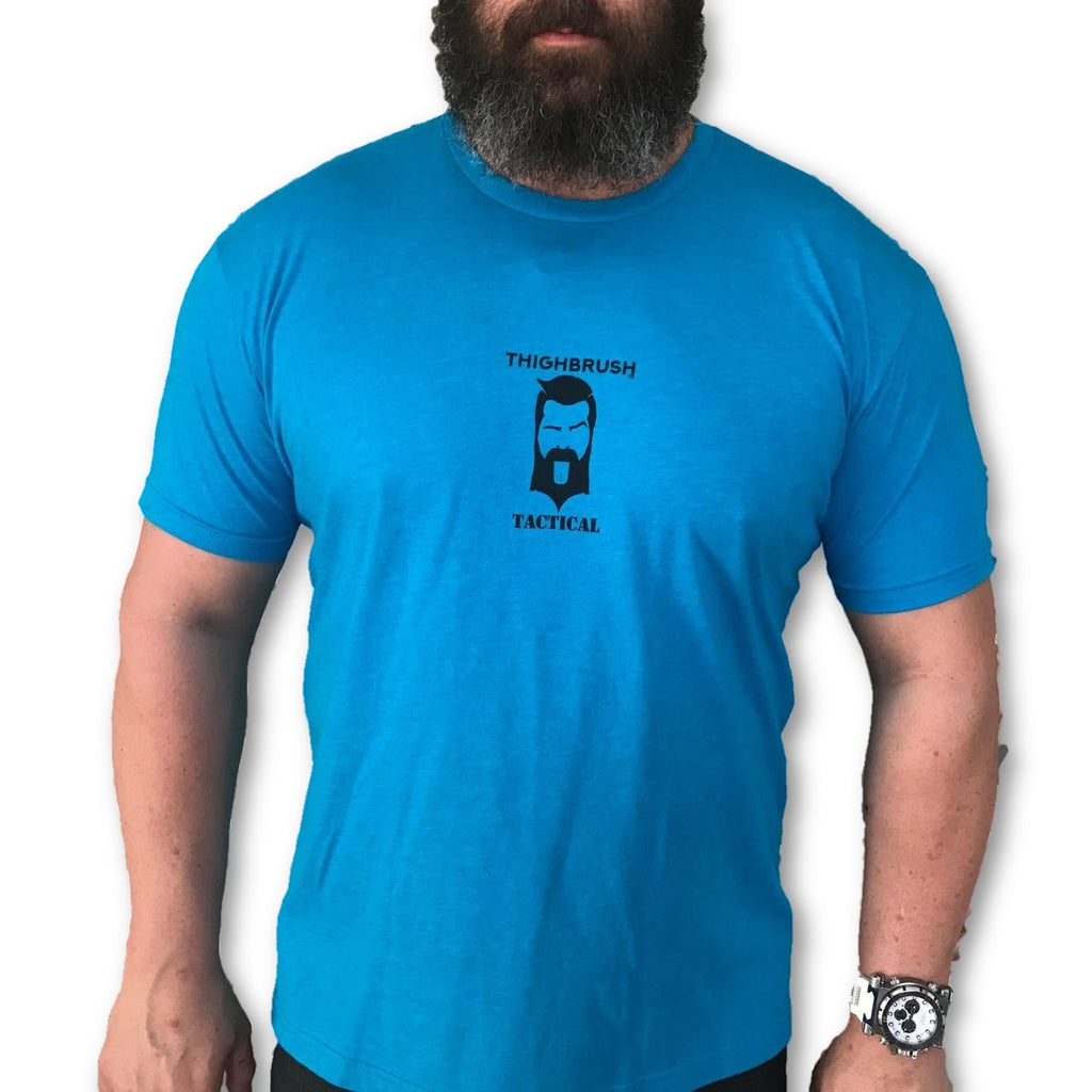 THIGHBRUSH® TACTICAL - "Happy Wives Matter" - Men's T-Shirt - Turquoise and Black - thighbrush