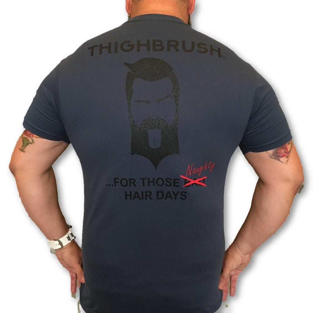 THIGHBRUSH® - "For Those Naughty Hair Days" - Men's T-Shirt - Navy Blue and Black - thighbrush