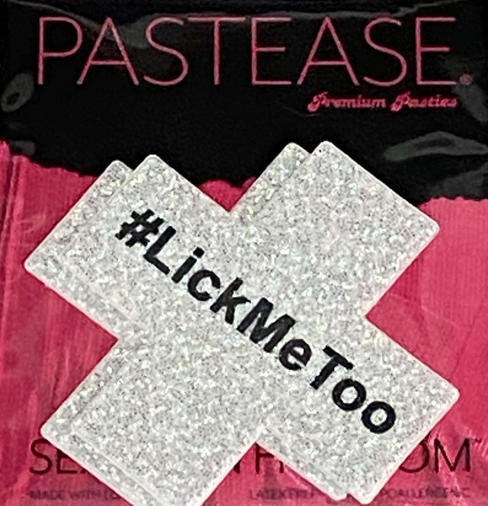 Pastease® Premium Pasties - THIGHBRUSH® "#LickMeToo"- Cross in White Glitter - THIGHBRUSH®