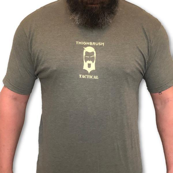THIGHBRUSH® TACTICAL - ARMED FORCES COLLECTION - "For Those "Special" Ops" - Men's T-Shirt - Heather Military Green and Tan - thighbrush