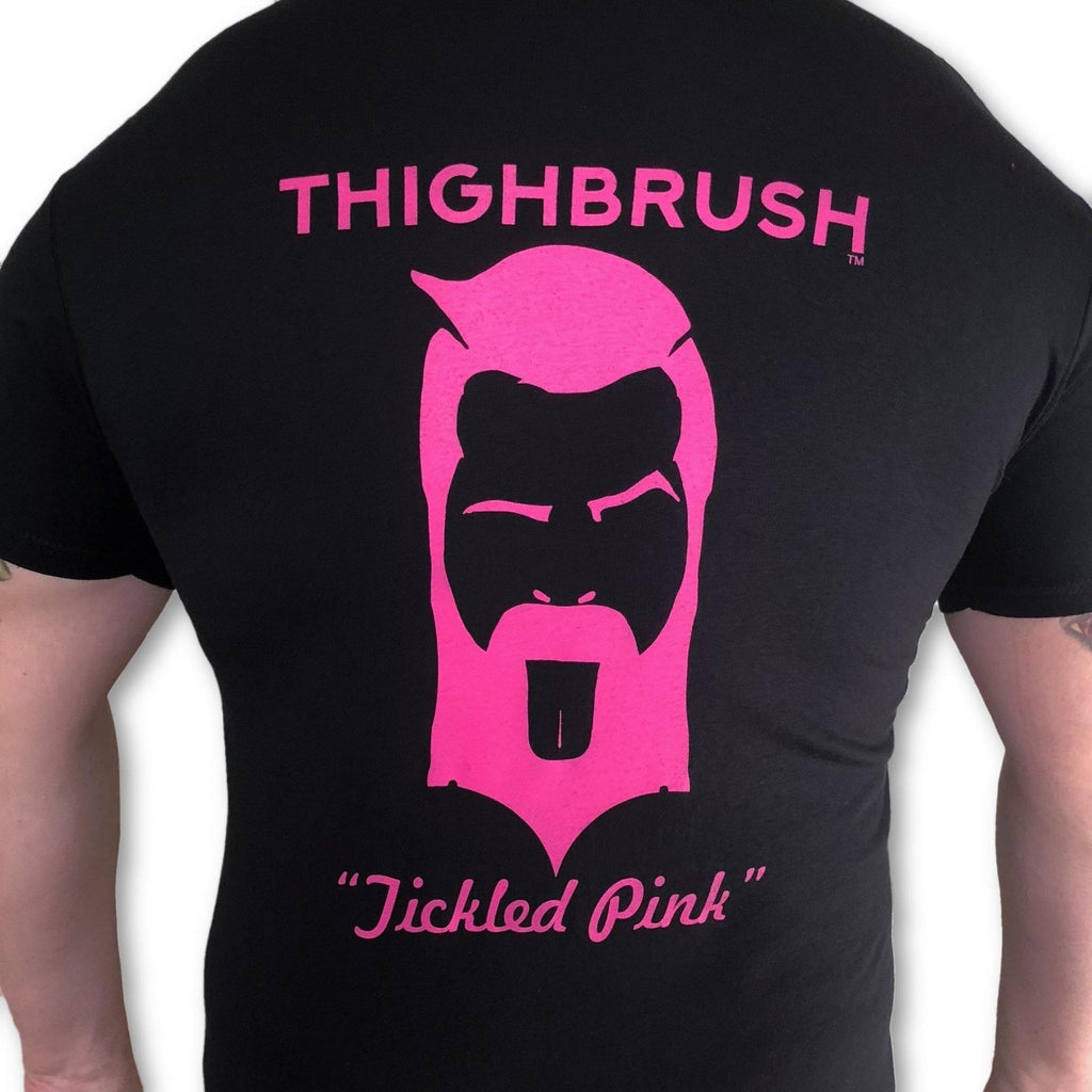 THIGHBRUSH® - "Tickled Pink" - Men's T-Shirt - Black and Pink - thighbrush