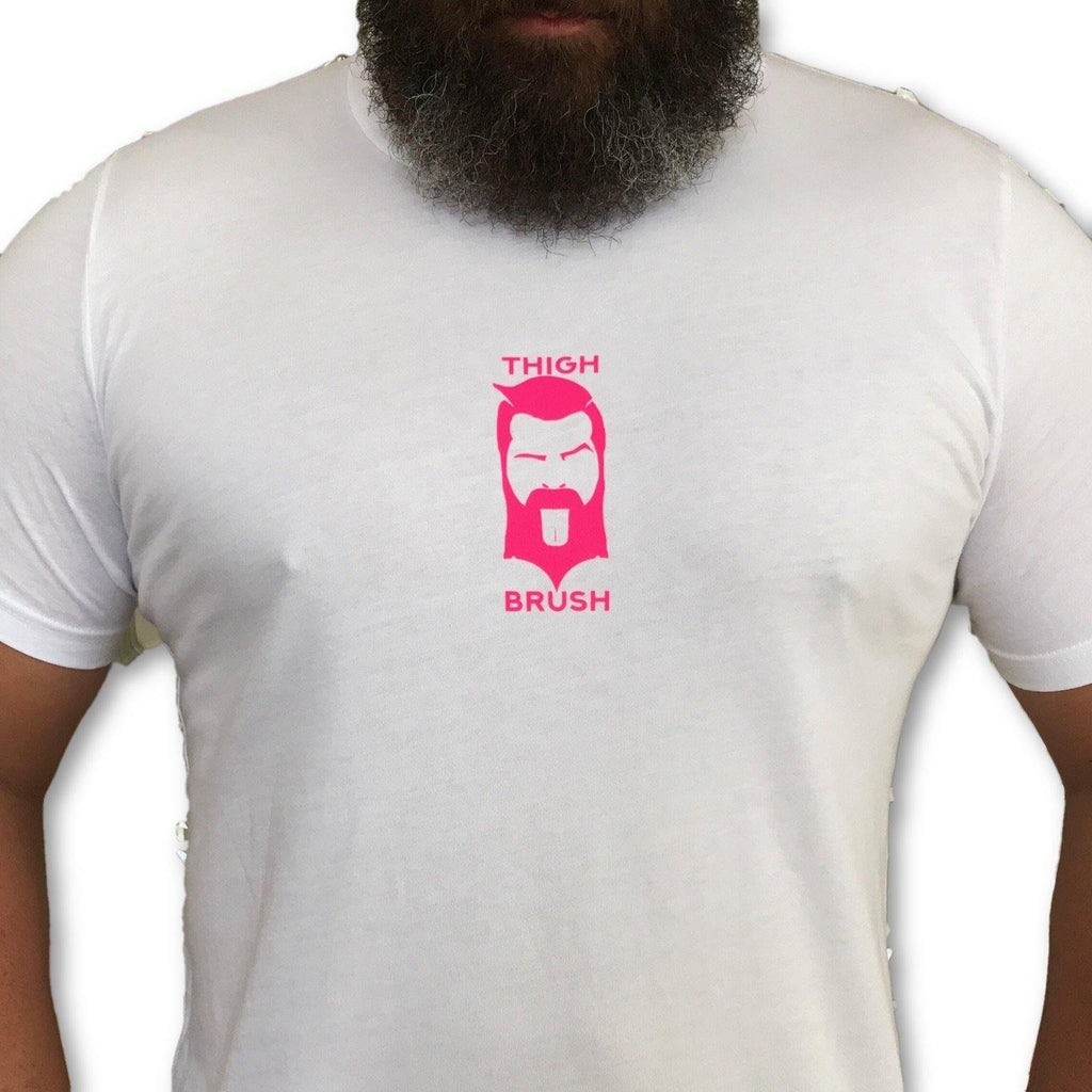 THIGHBRUSH® - "Tickled Pink" - Men's T-Shirt - White and Pink - thighbrush