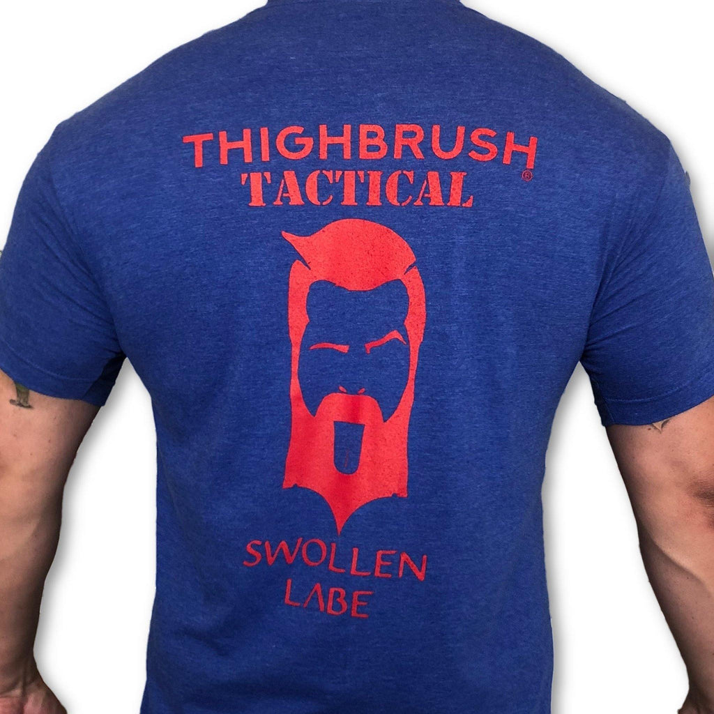 THIGHBRUSH® TACTICAL - "Swollen Labe" - Men's T-Shirt -  Blue and Red - thighbrush