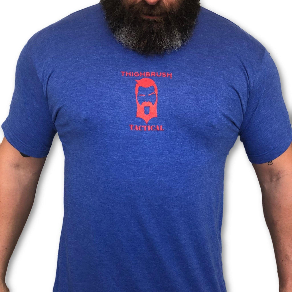 THIGHBRUSH® TACTICAL - "Swollen Labe" - Men's T-Shirt -  Blue and Red - thighbrush
