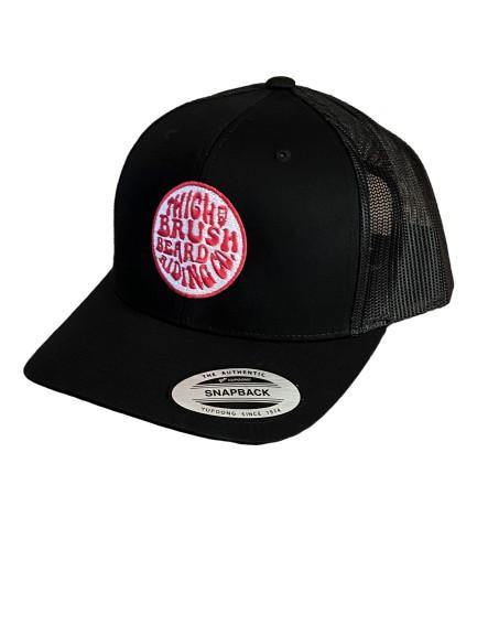 THIGHBRUSH® BEARD RIDING COMPANY - Trucker Snapback Hat - Black - Pink Logo