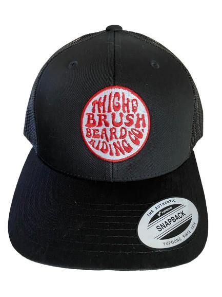 THIGHBRUSH® BEARD RIDING COMPANY - Trucker Snapback Hat - Black - Red Logo