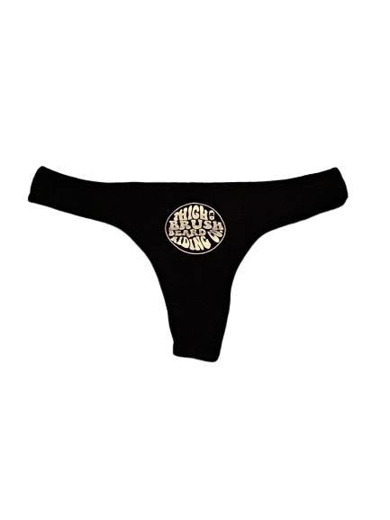 THIGHBRUSH® BEARD RIDING COMPANY - Women's Thong Underwear - Black with Gold - 