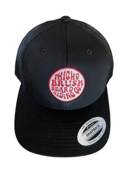 THIGHBRUSH® BEARD RIDING COMPANY - Trucker Snapback Hat - Black - Red Logo - 
