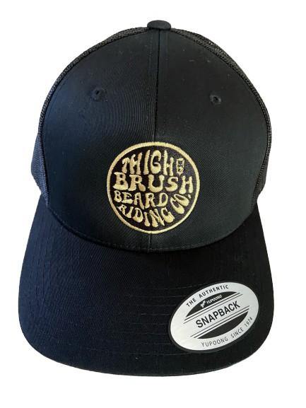 THIGHBRUSH® BEARD RIDING COMPANY - Wool Blend Snapback Hat - Black with Gold - Flat Bill
