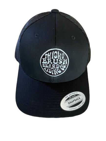 THIGHBRUSH® BEARD RIDING COMPANY - Wool Blend Snapback Hat - Black with Silver - Flat Bill - THIGHBRUSH®