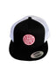 THIGHBRUSH® BEARD RIDING COMPANY - Trucker Snapback Hat - Black and White - Flat Bill - Pink