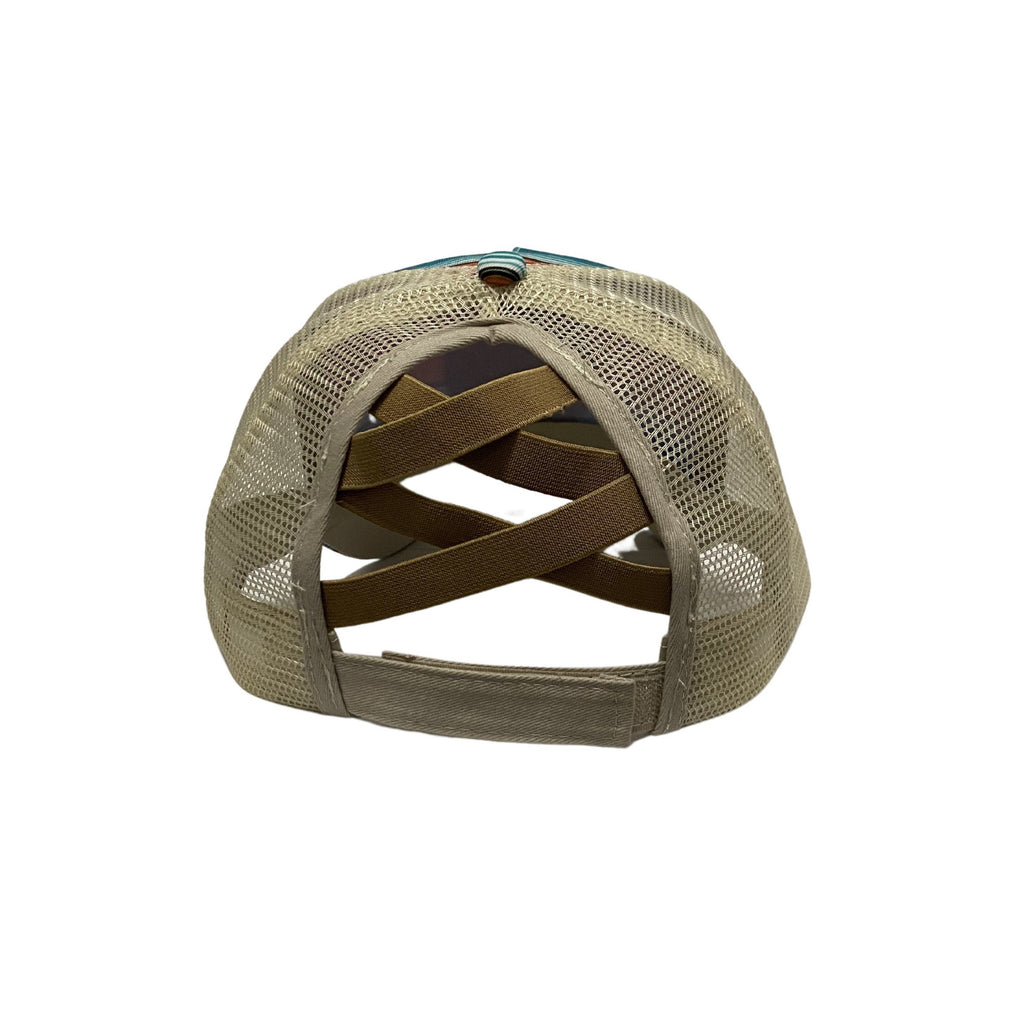 THIGHBRUSH® BEARD RIDING COMPANY - Criss-Cross Ponytail Trucker Snapback Hat - Multi Striped - 