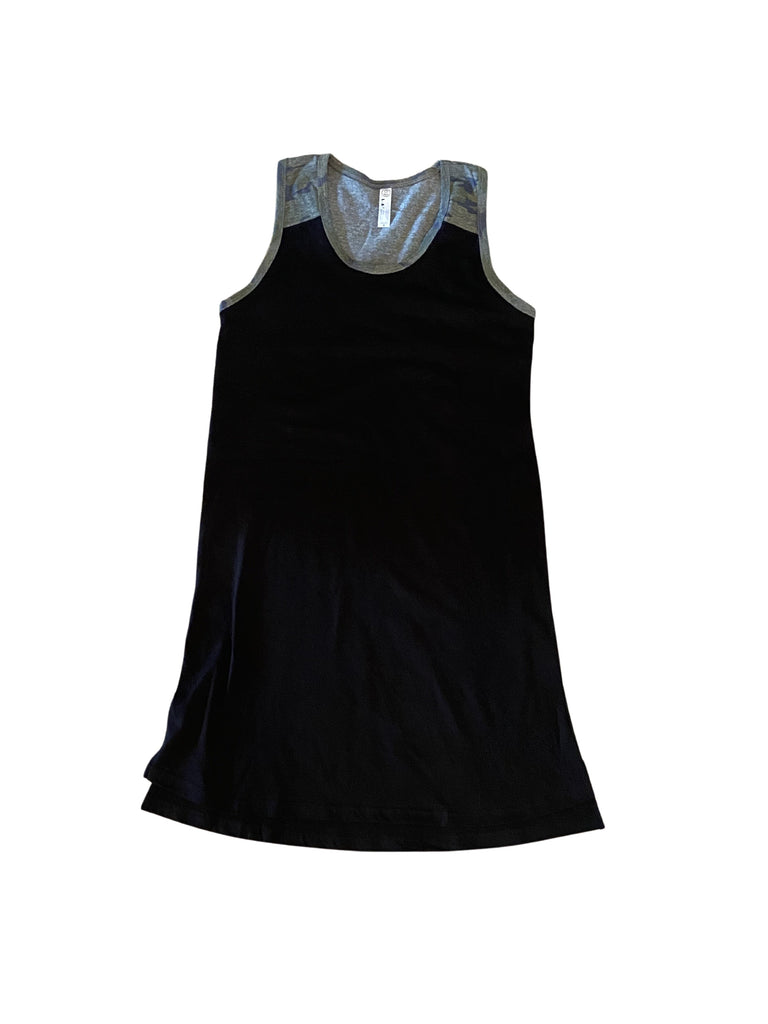 THIGHBRUSH® Women's Black with Camo Print - Tank Dress 