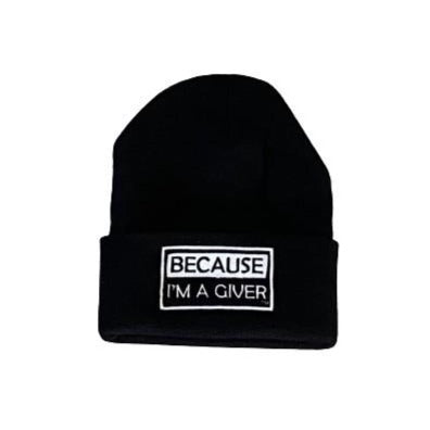 THIGHBRUSH® "BECAUSE I'M A GIVER" - Cuffed Beanies - Black