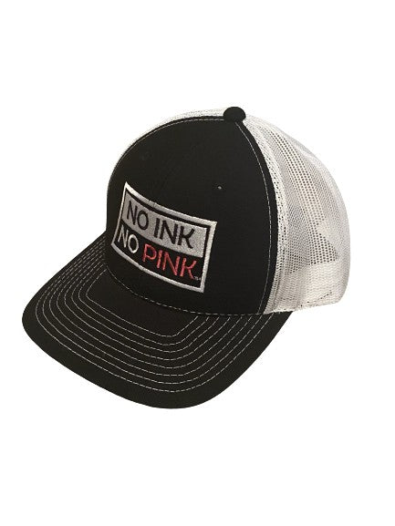 THIGHBRUSH® "NO INK NO PINK" - Trucker Snapback Hat  - Black and White