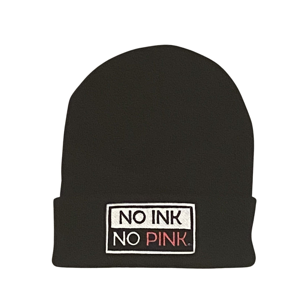 THIGHBRUSH® NO INK NO PINK- Cuffed Beanies - Black with Patch