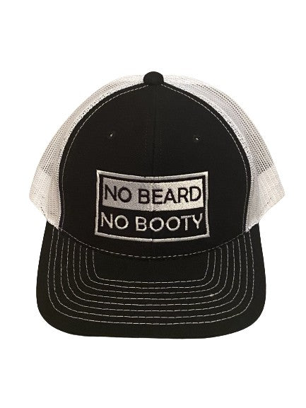 THIGHBRUSH® "NO BEARD, NO BOOTY" - Trucker Snapback Hat  - Black and White