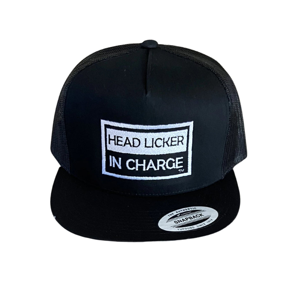 HEAD LICKER IN CHARGE - FLATBILL HAT - BLACK - BY THIGHBRUSH®