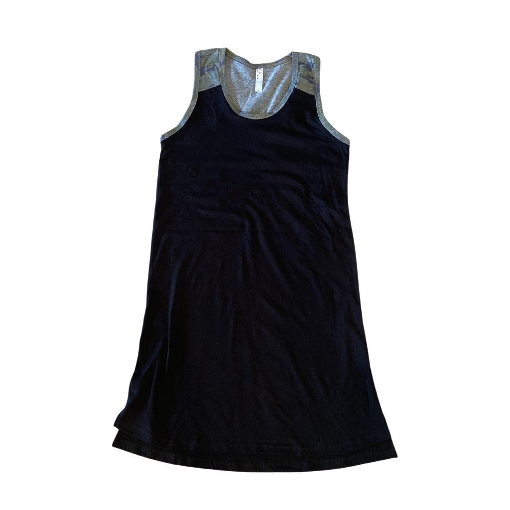 THIGHBRUSH® Women's Black with Camo Print - Tank Dress 